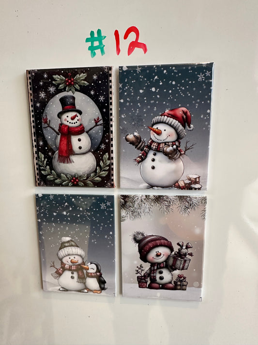 Snowman / Christmas Magnets Set #12