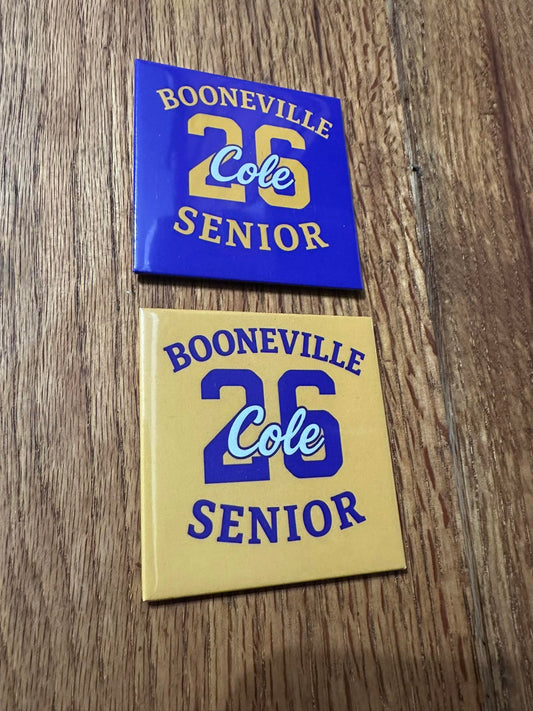 CUSTOM NAME Senior 26' School Spirit Square Magnet